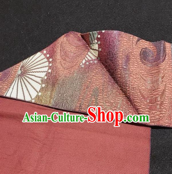 Japanese Traditional Pattern Rust Red Waistband Japan Kimono Yukata Belt for Women