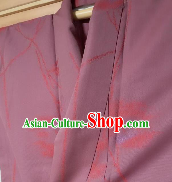 Traditional Japanese Classical Pattern Purplish Red Kimono Japan Yukata Dress Costume for Women