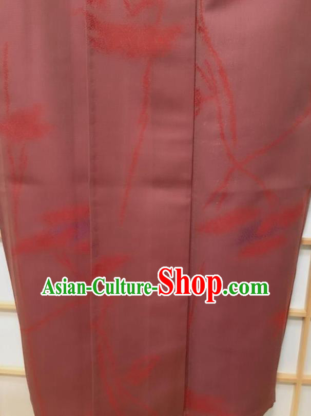 Traditional Japanese Classical Pattern Purplish Red Kimono Japan Yukata Dress Costume for Women