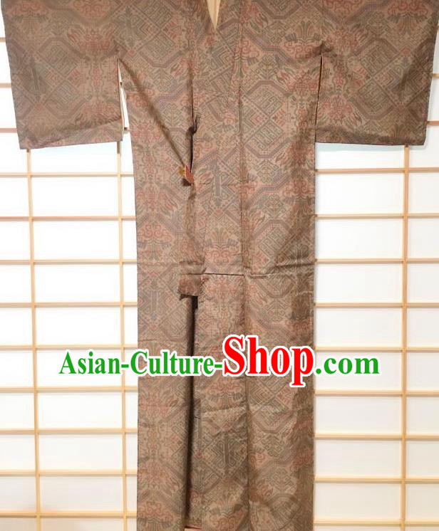 Traditional Japanese Grey Edo Komon Kimono Japan Yukata Costume for Men