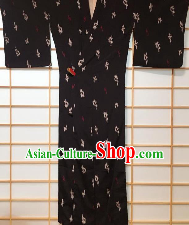Japanese Classical Pattern Black Kimono Japan Traditional Yukata Dress Costume for Women