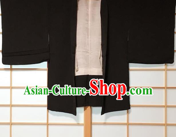 Japanese Traditional Embroidered Courtyard Black Haori Jacket Japan Kimono Overcoat Costume for Men