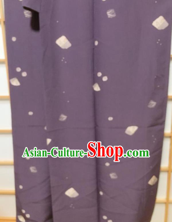 Japanese Classical Pattern Purple Kimono Japan Traditional Yukata Dress Costume for Women