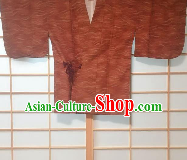 Japanese Traditional Pattern Maroon Haori Jacket Japan Kimono Overcoat Costume for Men