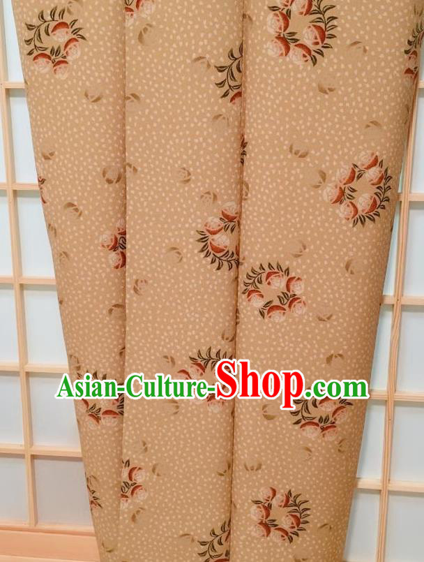 Traditional Japanese Ginger Kimono Japan Classical Roses Pattern Yukata Dress Costume for Women