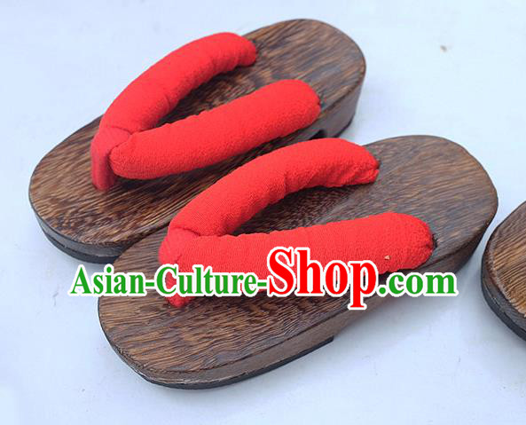Traditional Japanese Red Slippers Geta Asian Japan Clogs Zori Shoes for Women