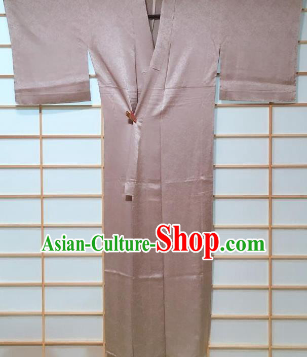 Traditional Japanese Grey Iromuji Kimono Japan Classical Pattern Yukata Dress Costume for Women