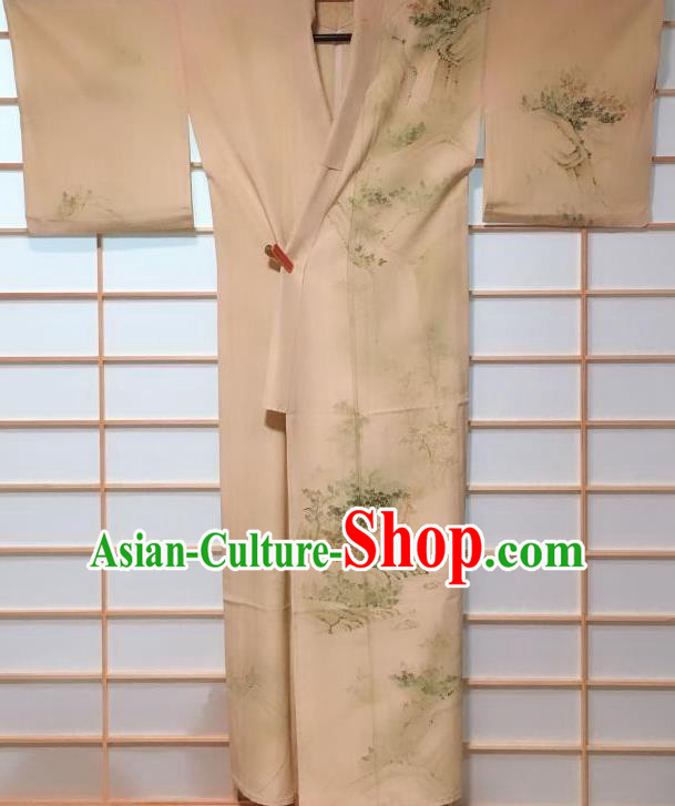Traditional Japanese Tsukesage Kimono Japan Classical Deer Pattern Yukata Dress Costume for Women
