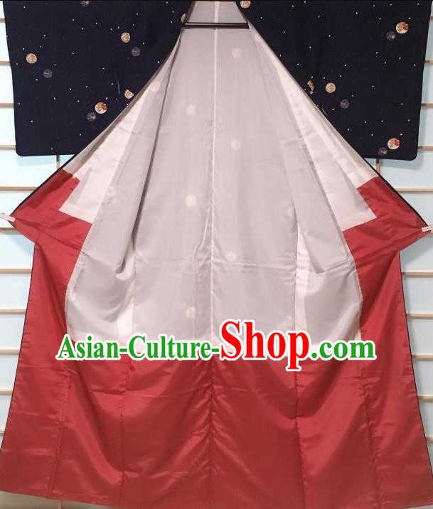 Traditional Japanese Navy Kimono Japan Classical Pattern Yukata Dress Costume for Women
