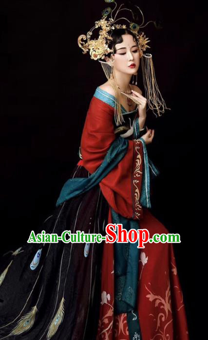 Chinese Ancient Drama Imperial Consort Red Hanfu Dress Traditional Tang Dynasty Princess Replica Costumes for Women