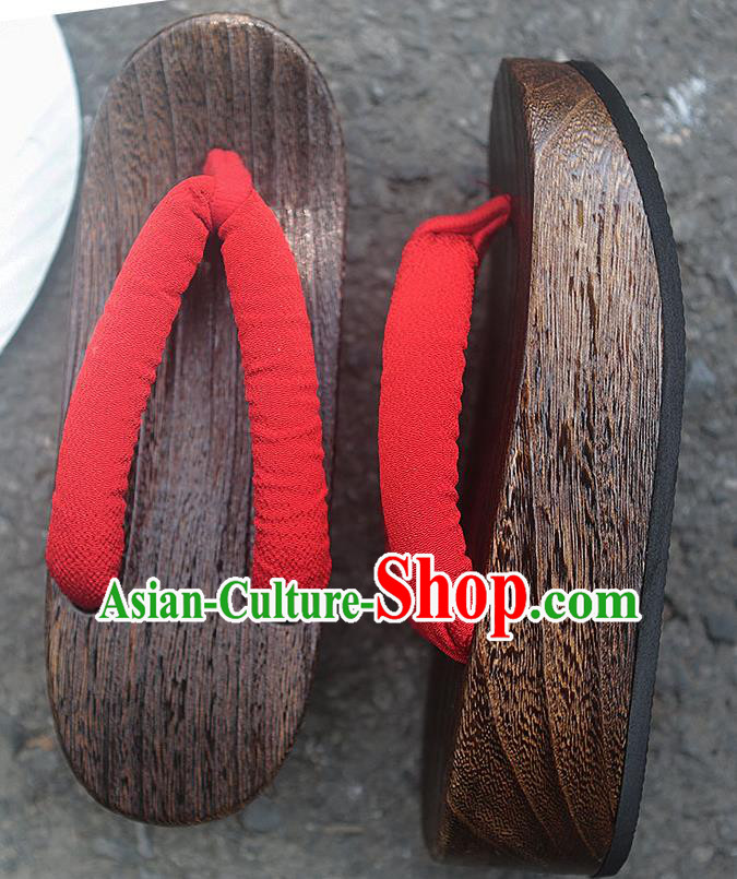 Traditional Japanese Classical Red Slippers Geta Asian Japan Clogs Zori Shoes for Women