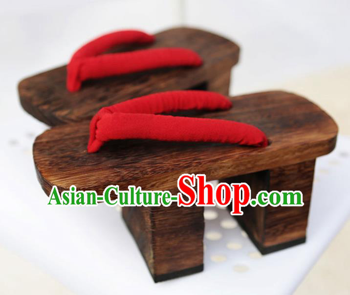 Traditional Japanese Geisha High Heel Red Bidentate Clogs Slippers Asian Japan Geta Shoes for Women