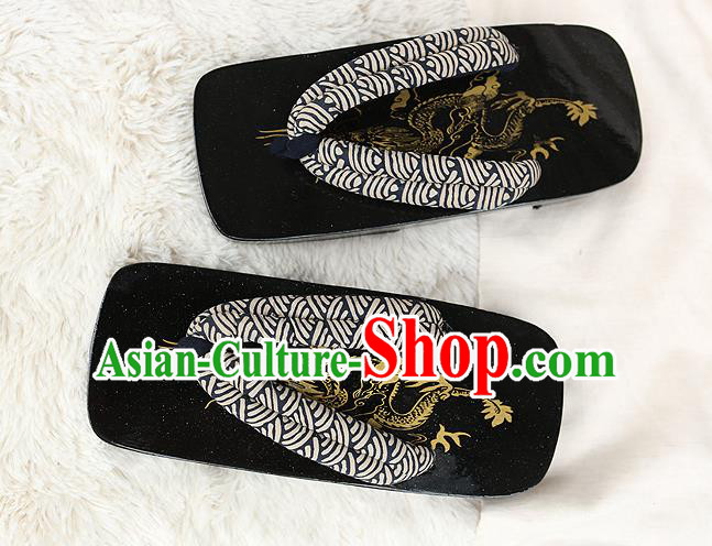 Japanese Traditional Black Flip Flops Slippers Clogs Asian Japan Geta Shoes for Men
