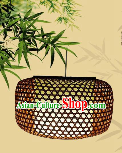 Traditional Chinese Brown Bamboo Weaving Hanging Lanterns Handmade Lantern Scaldfish Lamp