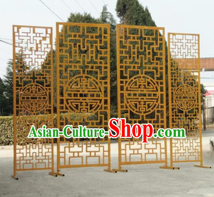 Handmade Chinese Golden Iron Art Folding Screens Traditional Wedding Decoration
