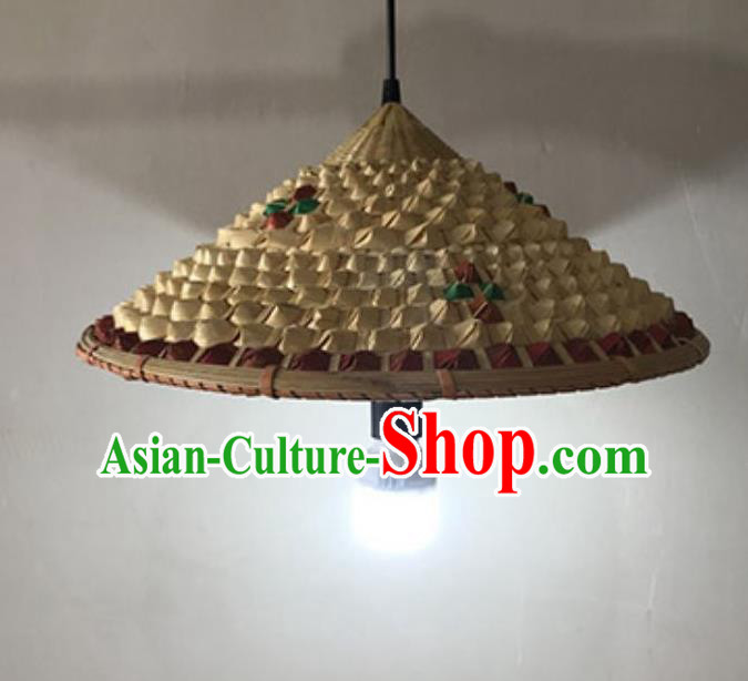Handmade Chinese Pineapple Straw Hat Lampshade Traditional Bamboo Art Lanterns Chimney