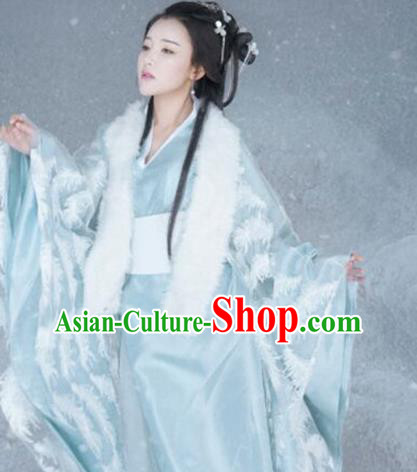 Chinese Ancient Princess Blue Hanfu Dress Traditional Ming Dynasty Imperial Consort Costumes for Women