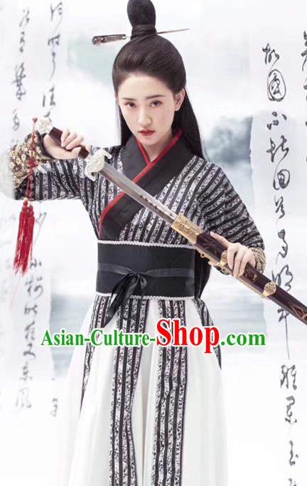 Chinese Ancient Female Swordsman Hanfu Dress Traditional Tang Dynasty Chivalrous Expert Costume for Women