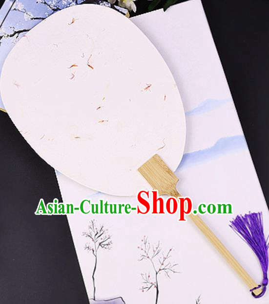 Chinese Traditional White Art Paper Palm Leaf Fans Handmade Round Fan for Women