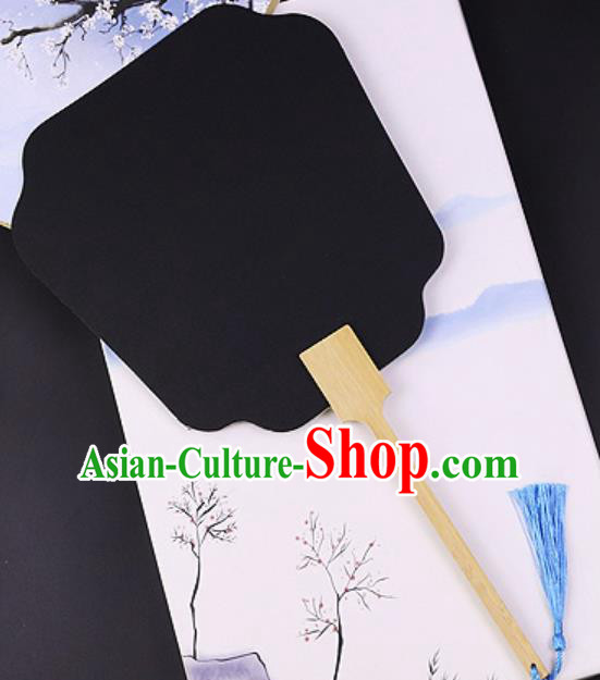 Chinese Traditional Black Art Paper Fans Handmade Round Fan for Women