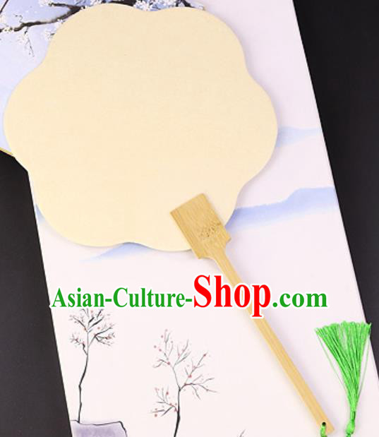 Chinese Traditional Yellow Art Paper Palm Leaf Fans Handmade Round Fan for Women