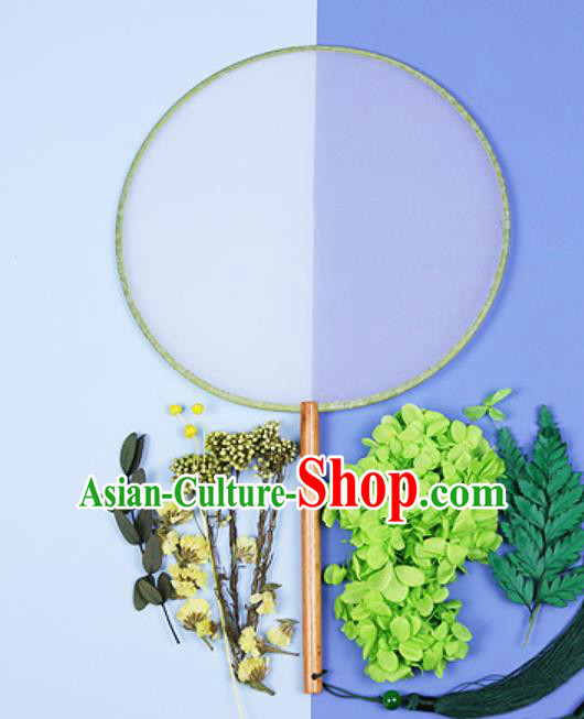 Chinese Traditional Green Grass Palace Fans Handmade Round Fan for Women