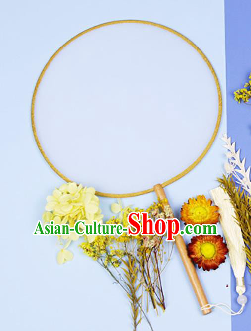 Chinese Traditional Yellow Flowers Palace Fans Handmade Round Fan for Women