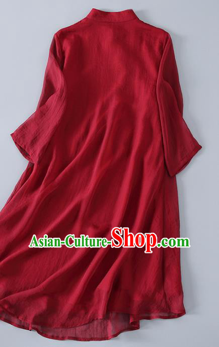 Traditional Chinese Tang Suit Red Qipao Dress Blogger Li Ziqi Cheongsam Costume for Women