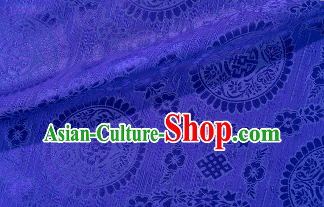 Chinese Classical Auspicious Pattern Design Royalblue Brocade Fabric Asian Traditional Hanfu Satin Material