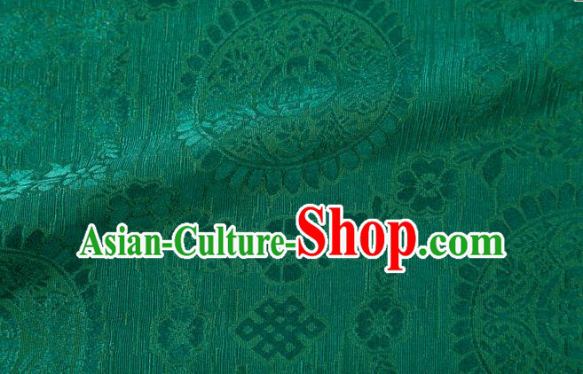Chinese Classical Auspicious Pattern Design Green Brocade Fabric Asian Traditional Hanfu Satin Material