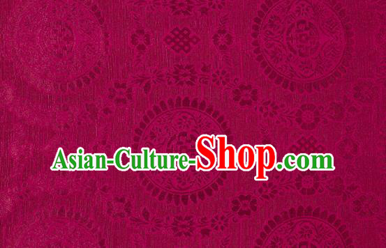 Chinese Classical Auspicious Pattern Design Wine Red Brocade Fabric Asian Traditional Hanfu Satin Material