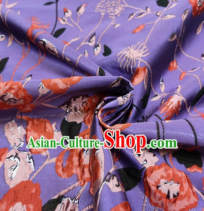 Chinese Classical Pattern Design Purple Brocade Fabric Asian Traditional Hanfu Satin Material