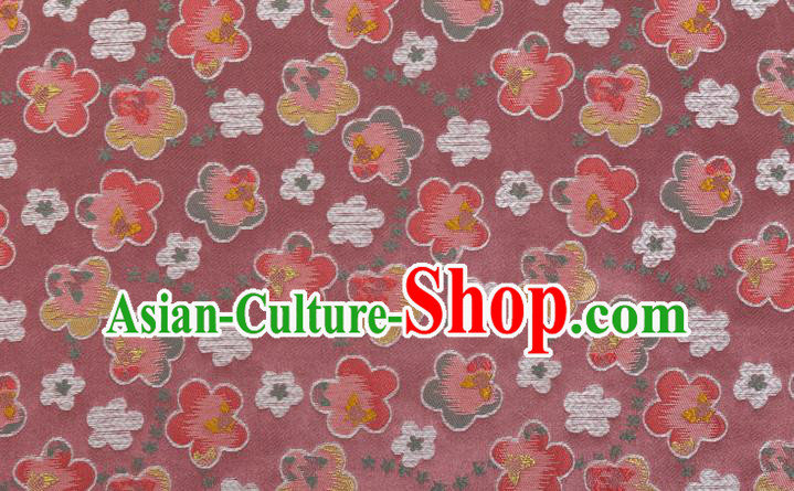 Japanese Traditional Oriental Cherry Pattern Design Rubber Red Brocade Fabric Asian Kimono Tapestry Satin