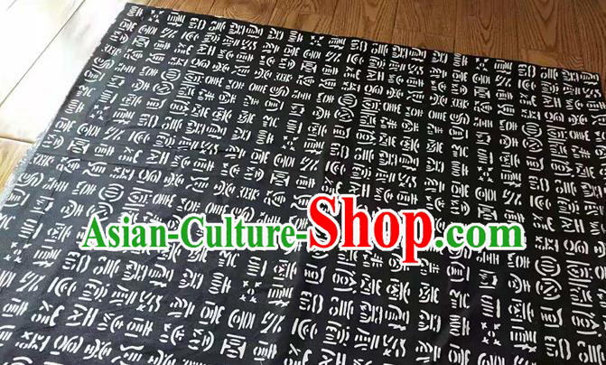 Chinese Classical Oracle Pattern Design Navy Fabric Asian Traditional Hanfu Cloth Material