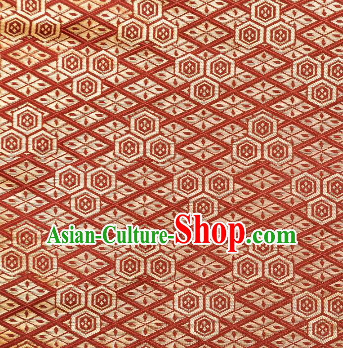 Japanese Traditional Pattern Design Red Brocade Fabric Asian Kimono Tapestry Satin