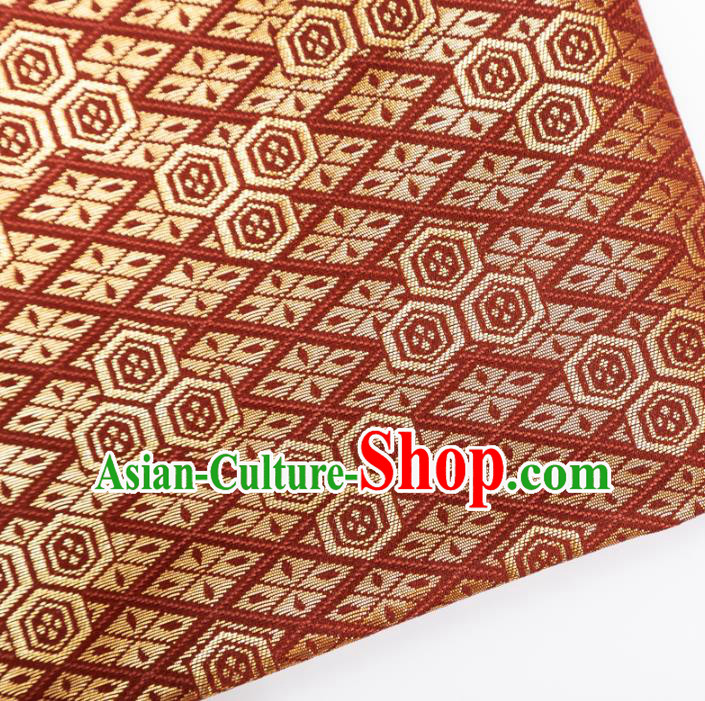 Japanese Traditional Pattern Design Red Brocade Fabric Asian Kimono Tapestry Satin