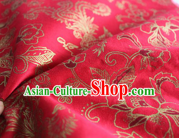 Chinese Classical Phoenix Pattern Design Rosy Fabric Asian Traditional Hanfu Cloth Material