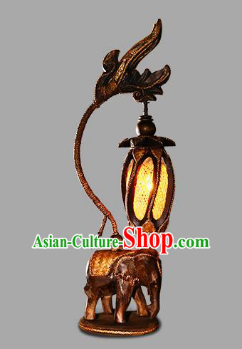 Southeast Asia Traditional Desk Lantern Thailand Handmade Wood Carving Elephant Lanterns