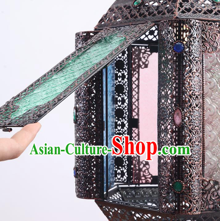 Asian Traditional Iron Grass Ceiling Lantern Thailand Handmade Lanterns Hanging Lamps