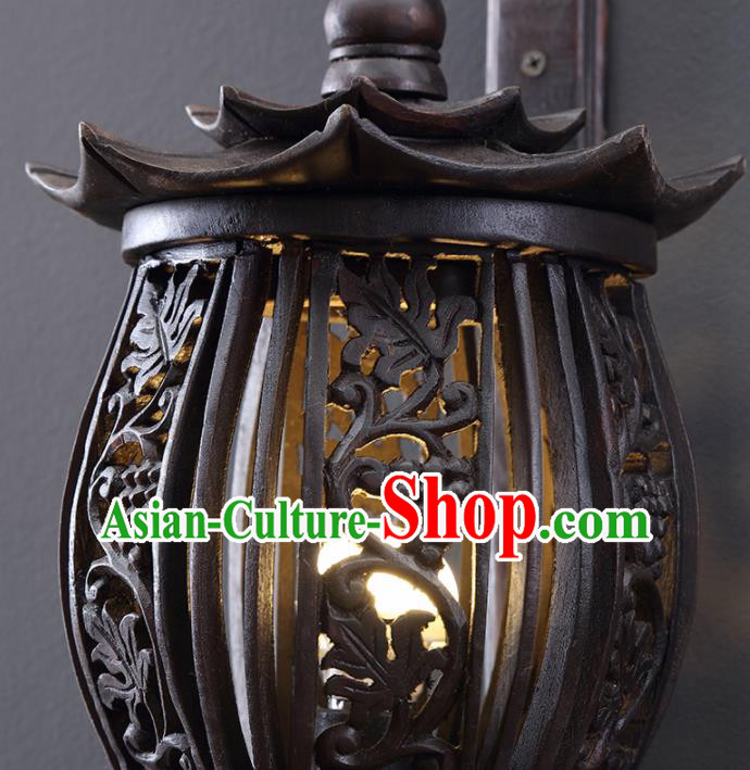 Southeast Asia Traditional Wood Carving Grape Wall Lantern Thailand Handmade Lanterns