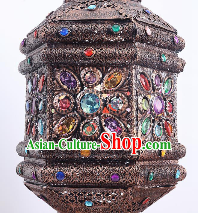 Asian Traditional Iron Crystal Ceiling Lantern Thailand Handmade Lanterns Hanging Lamps