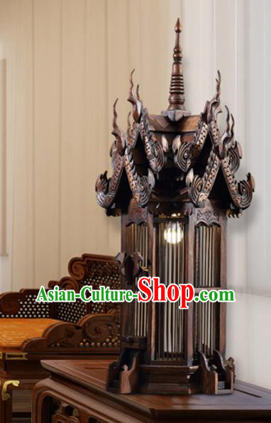 Asia Chinese Traditional Wood Carving Birdcage Desk Lantern Thailand Handmade Lanterns