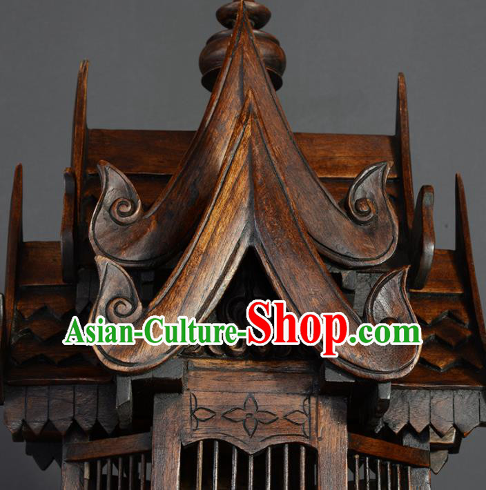 Asian Traditional Wood Carving Birdcage Ceiling Lantern Thailand Handmade Lanterns Hanging Lamps