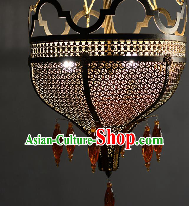 Asian Traditional Iron Carving Ceiling Lantern Thailand Handmade Lanterns Hanging Lamps