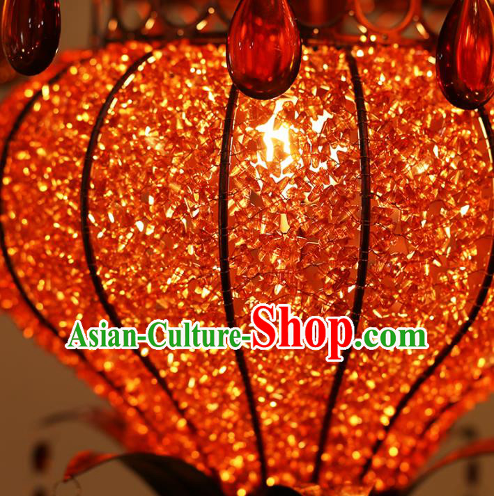 Asian Traditional Red Grass Ceiling Lantern Thailand Handmade Lanterns Hanging Lamps