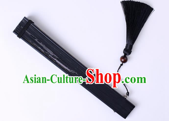 Traditional Chinese Printing Peony Flowers Black Folding Fan China Bamboo Fan Oriental Fan