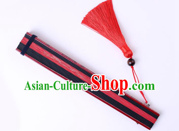 Traditional Chinese Printing Red Folding Fan China Bamboo Fan Oriental Fan