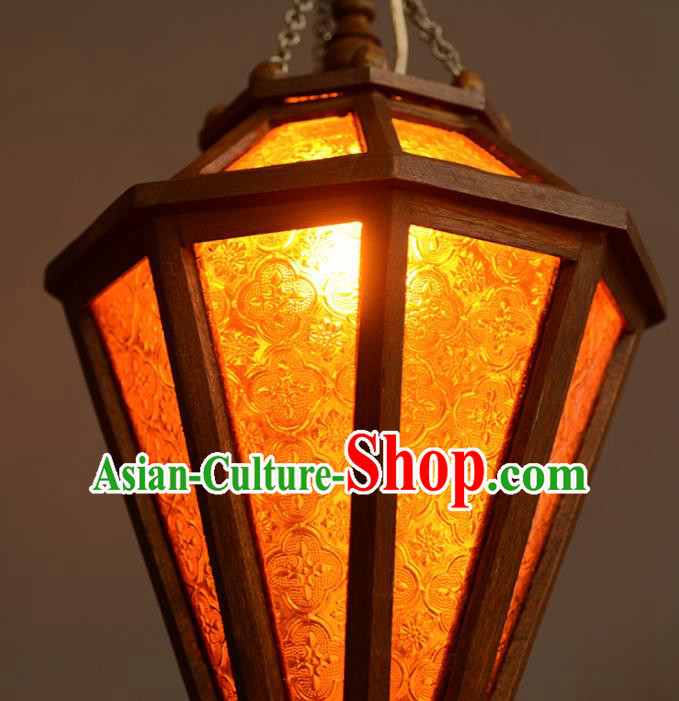 Asian Traditional Wood Grass Ceiling Lantern Thailand Handmade Lanterns Hanging Lamps