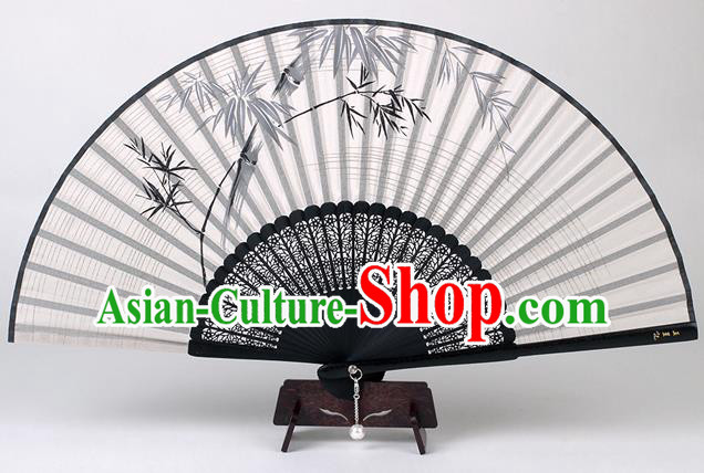 Traditional Chinese Handmade Printing Bamboo White Silk Folding Fan China Accordion Fan Oriental Fan