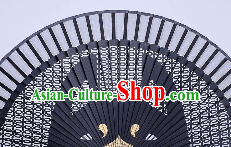 Traditional Chinese Handmade Carving Zodiac Dog Folding Fan China Bamboo Accordion Fan Oriental Fan